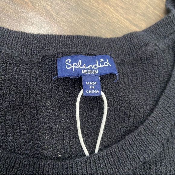 NWT Splendid Black Twist Front Loose Knit Top sz M - Picture 3 of 8